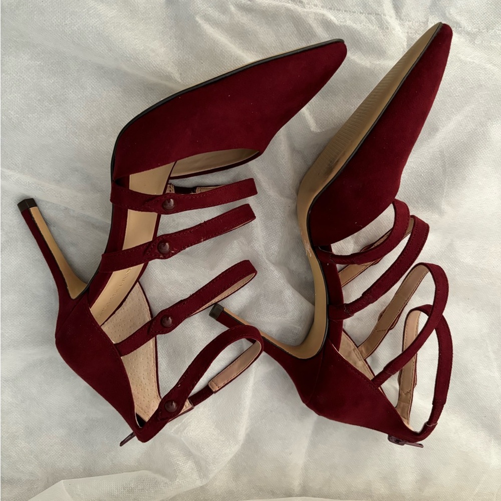 Saks Fifth Avenue Suede Ankle Strap Heels
